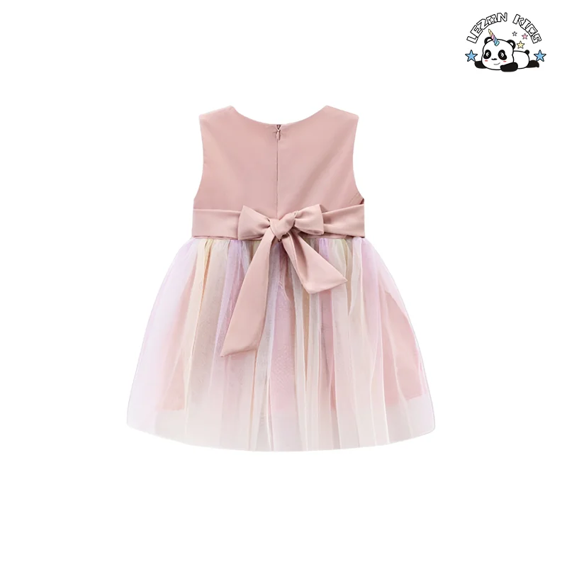 LEZONKIDS - Wholesale Custom Children's Summer Wear Neon Mesh Dress Girls Princess Dress for 2-14 Year Old Baby Girls